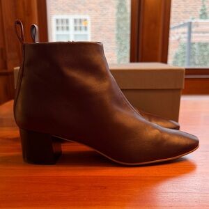 Everlane Genuine Leather Burgundy Ankle Boots